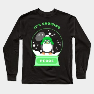 It Is Snowing Peace Penguin (Green) Long Sleeve T-Shirt